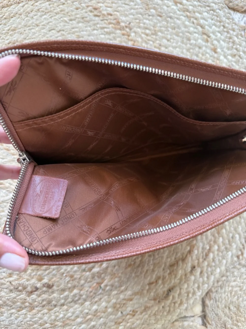 Longchamp Cognac Brown Leather iPad Case